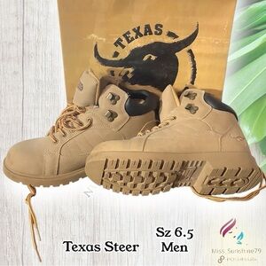 Texas Steer - men Size 6.5 - wheat colored tie boots - outdoor adventure track
